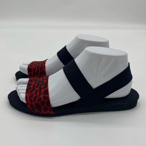 Sand & Sun Red/Black Slip-On Sandals